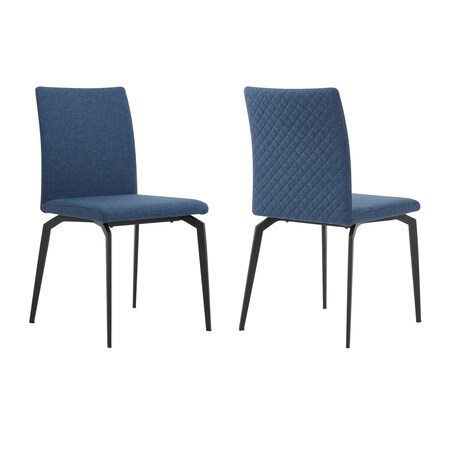 Armen Living Lyon Blue Fabric and Metal Dining Room Chairs, PK2 LCLYSIBLUE